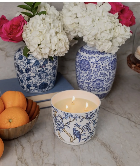 Blue and White Designer Candle